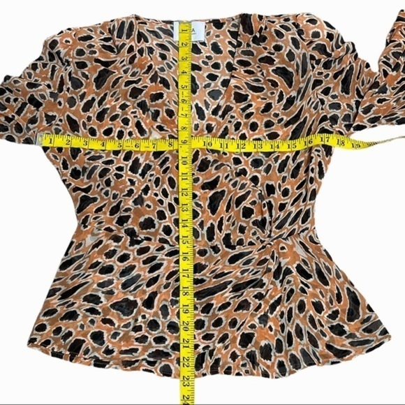 Anthropologie J.O.A. Animal Print Peplum Blouse size S orange and black - Picture 11 of 12
